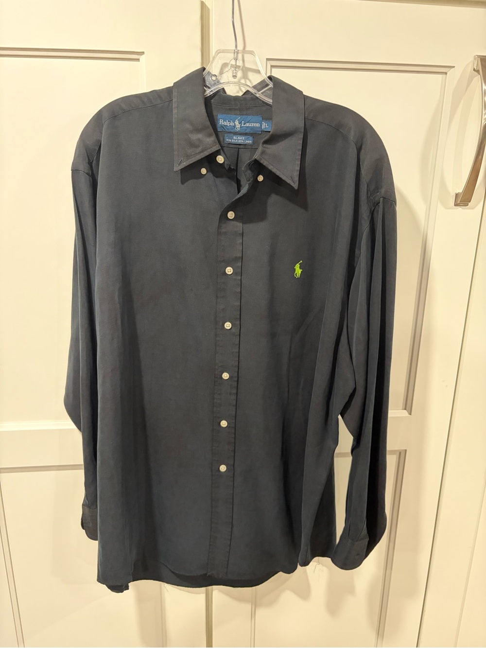 Ralph Lauren Dark Navy Button-Down Shirt with Green Pony